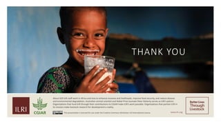 From evidence to actions: How can we use evidence to better inform investment and policy priorities for the livestock sector