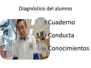 Diagnóstico del alumno
Cuaderno
Conducta
Conocimientos
 