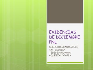 EVIDENCIAS
DE DICIEMBRE
PNL
SEGUNDO GRADO GRUPO
«A» ESCUELA
TELESECUNDARIA
«QUETZALCOATL»
 