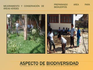 MEJORAMIENTO Y CONSERVACIÓN DE
ÁREAS VERDES

PREPARANDO
BIOHUERTOS

AREA

PARA

 