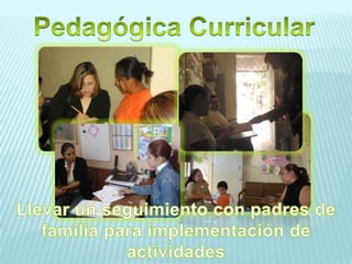 Pedagógica CurricularLlevar un seguimiento con padres de familia para implementación de actividades 