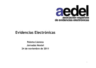 Evidencias Electrónicas

        Paloma Llaneza
       Jornadas Nextel
   24 de noviembre de 2011




                             1
 
