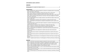SUPPLEMENTAL DIGITAL CONTENT 2
CONTENTS
PICO Questions (From Supplemental Digital Content 1) ……............................................................6
HEMODYNAMICS.......................................................................................................................31
Table 1. Crystalloid with supplemental Albumin compared to Crystalloids alone for resuscitating
patients with sepsis or septic shock .................................................................................................31
Table 2. HES compared to Crystalloids in patients with severe sepsis or septic shock....................33
Table 3 Gelatin compared to Crystalloids in patients with sepsis or septic shock...........................35
Table 4 Balanced crystalloids compared to Normal saline in patients with sepsis or septic shock.37
Table 5. EGDT compared to other protocols or usual care in the acute management of patients
with sepsis or septic shock ...............................................................................................................39
Table 6. Targeted Higher MP (>65 mmHg) compared to Lower MAP (65 mmHg) in Patients with
sepsis or septic shock .......................................................................................................................41
Table 7. Norepinephrine compared to other vasopressors in patients with septic shock...............43
Figure 1. Norepinephrine and vasopressin compared to Norepinephrine alone in patients with
septic shock ......................................................................................................................................45
Table 8 Norepinephrine compared with arginine vasopressin compared to Norepinephrine alone
in patients with septic shock ............................................................................................................46
Table 9 Vasopressin compared to other vasopressors in patients with septic shock......................47
Figure 2. Vasopressin compared to other vasopressors in patients with septic shock....................49
Table 10. Dopamine versus Norepinephrine for the Treatment of Septic Shock ............................50
Figure 3. Levosimendean versus dobutamine in patients with septic shock and hypoperfusion:
Mortality Outcome...........................................................................................................................51
Table 11. Levosimendan versus dobutamine in patients with septic shock and persistent
hypoperfusion...................................................................................................................................52
Table 12. Pulse pressure variation in predicting fluid responsiveness in patients with sepsis or
septic shock ......................................................................................................................................53
Table 13. Central venous pressure in prediciting fluid responsiveness in patients with sepsis or
septic shock ......................................................................................................................................54
Figure 4. Targeted Lactate Clearance in the Management of Patients with Sepsis and Septic Shock:
Mortality...........................................................................................................................................55
Table 14. Targeted Lactate Clearance in the Management of Patients with Sepsis and Septic Shock
..........................................................................................................................................................56
INFECTION ................................................................................................................................57
Table 15. Performance improvement programs compared to routine care for sepsis....................57
Table 16. Appropriate initial antibiotics compared to inappropriate initial antibiotics for sepsis ..58
Table 17. Appropriate antimicrobials compared to inappropriate antimicrobials for sepsis..........60
Figure 5. Empiric antifungal coverage in high risk patients with sepsis: mortality outcome...........61
Table 18. Empiric antifungal compared to culture-directed for sepsis............................................62
Table 19. Early administration (within 1 hour) of empirically appropriate antimicrobials compared
to delay beyond 1 hour for sepsis ....................................................................................................63
Table 20. Early administration (within 1 hour) of empirically appropriate antimicrobials compared
to delay beyond 1 hour for sepsis ....................................................................................................64
Table 21. Monotherapy with a broad-spectrum beta lactam compared to combination therapy for
sepsis ................................................................................................................................................65
 