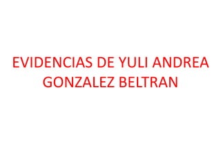 EVIDENCIAS DE YULI ANDREA
    GONZALEZ BELTRAN
 