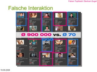 Falsche Interaktion 19.09.2008 Fabian Topfstedt / Bertram Gugel Ø 900 000   vs.  Ø 70 000  
