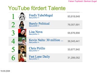 YouTube fördert Talente 19.09.2008 Fabian Topfstedt / Bertram Gugel 