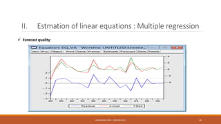 II. Estmation of linear equations : Multiple regression
 Forecast quality:
NASREDDINE DRIDI : TRAINING 2021 26
 