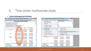 V. Time series: multivariate study
 Vector Autoregression Estimate
NASREDDINE DRIDI : TRAINING 2021 61
 