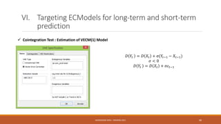 VI. Targeting ECModels for long-term and short-term
prediction
 Cointegration Test : Estimation of VECM(1) Model
NASREDDI...