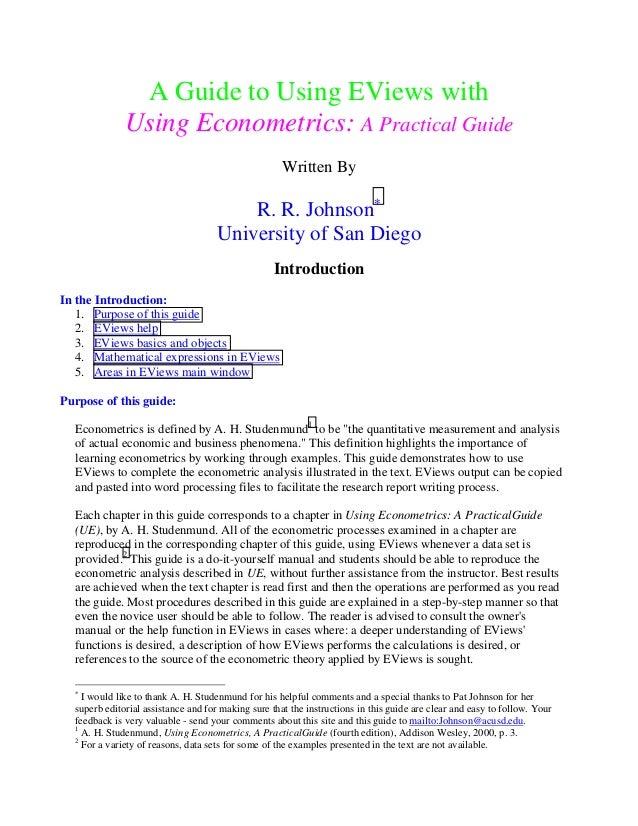 Using Econometrics A Practical Guide Problems Using Econometrics A Practical Guide Problems