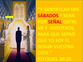 “Y SANTIFICAD MIS SÁBADOS Y SEAN POR SEÑAL ENTRE MÍ Y  VOSOTROS, PARA QUE SEPAÍS QUE YO SOY EL SEÑOR VUESTRO DIOS.”EZEQUIEL 20:20