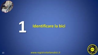 Identificare la bici
13
1
www.registroitalianobici.it
 