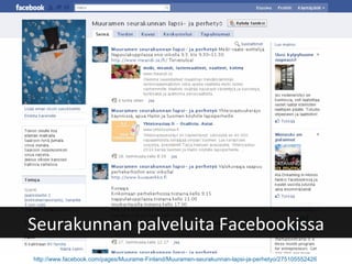 http://www.facebook.com/pages/Muurame-Finland/Muuramen-seurakunnan-lapsi-ja-perhetyo/275105552426   Seurakunnan palveluita Facebookissa 