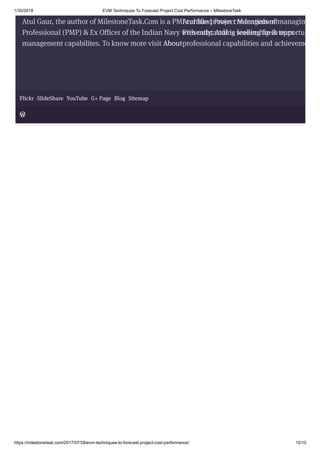 EVM Techniques To Forecast Project Cost Performance