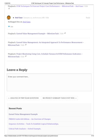 EVM Techniques To Forecast Project Cost Performance