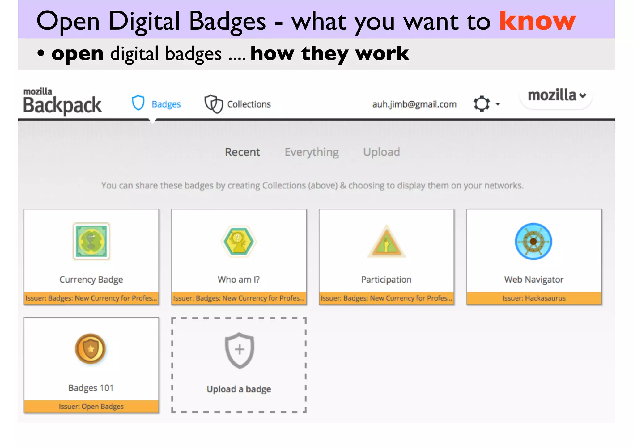Open Digital Badges - what you want to know
how they work
• open digital badges .... in education

 
