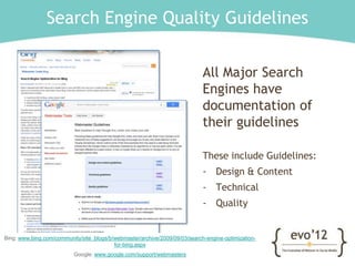 Google Webmaster Guidelines

What To Do
• Make a site with a clear hierarchy and text links. Every page
  should be reacha...