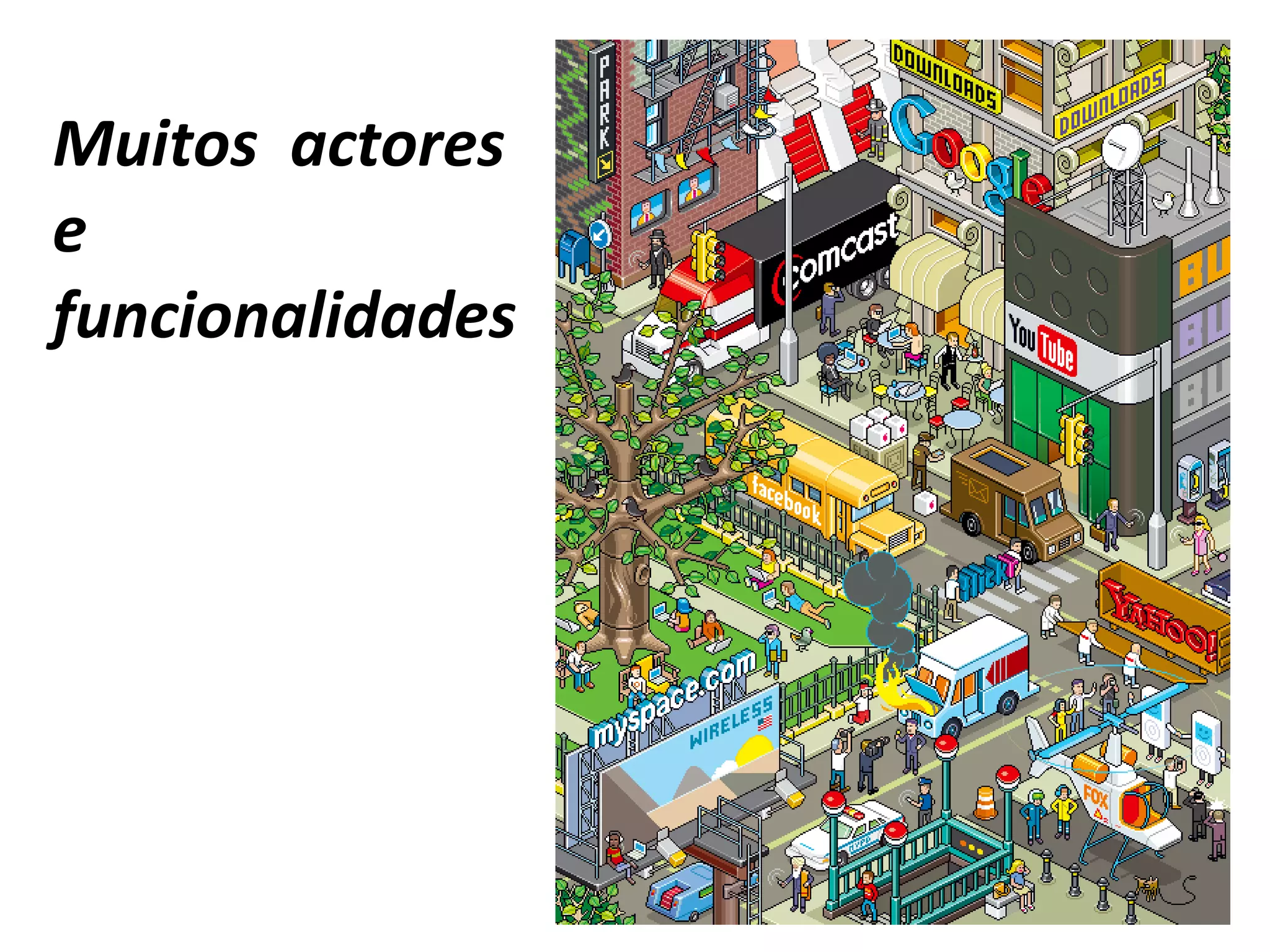 Muitos  actores e funcionalidades 