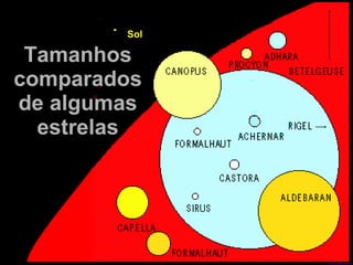 Tamanhos comparados de algumas estrelas Sol 