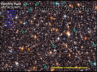 Centro da Via Láctea Candidatos a estrelas com planetas Sagitarius Windows Eclipsing Extra Solar Planet Search 