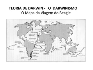 O Mapa da Viagem do Beagle  TEORIA DE DARWIN -  O  DARWINISMO 