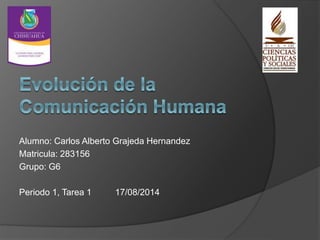 Alumno: Carlos Alberto Grajeda Hernandez
Matricula: 283156
Grupo: G6
Periodo 1, Tarea 1 17/08/2014
 