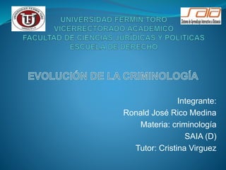 Integrante:
Ronald José Rico Medina
Materia: criminología
SAIA (D)
Tutor: Cristina Virguez
 