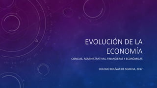 EVOLUCIÓN DE LA
ECONOMÍA
CIENCIAS, ADMINISTRATIVAS, FINANCIERAS Y ECONÓMICAS
COLEGIO BOLÍVAR DE SOACHA, 2017
 