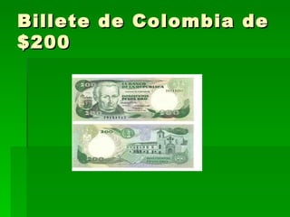 Billete de Colombia de $200 