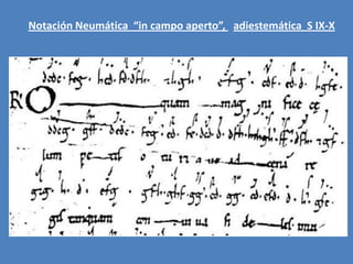 Notación Neumática “in campo aperto”, adiestemática S IX-X
 