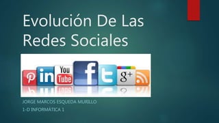 Evolución De Las
Redes Sociales
JORGE MARCOS ESQUEDA MURILLO
1-D INFORMÁTICA 1
 