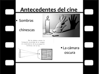 Antecedentes del cine Sombras  chinescas La cámara oscura 