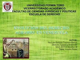 UNIVERSIDAD FERMIN TORO
VICERRECTORADO ACADÈMICO
FACULTAD DE CIENCIAS JURIDICAS Y POLITICAS
ESCUELA DE DERECHO
 