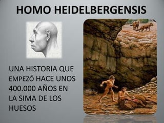 HOMO HEIDELBERGENSIS



UNA HISTORIA QUE
EMPEZÓ HACE UNOS
400.000 AÑOS EN
LA SIMA DE LOS
HUESOS
 