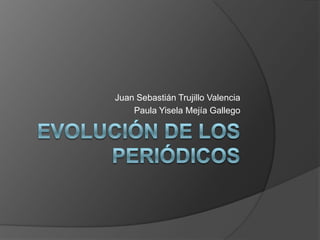 Evolución de los periódicos Juan Sebastián Trujillo Valencia Paula Yisela Mejía Gallego 