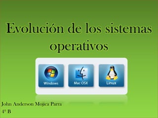 Evolución de los sistemas operativos  John Anderson Mojica Parra 4º B 