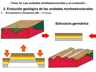 - Tema 1b. Las unidades morfoestructurales y su evolución - Era terciaria o Cenozoico (68 – 1,7 m.a.). 2. Evolución geológica de las unidades morfoestructurales Estructura germánica 