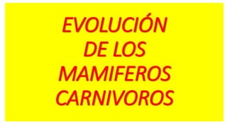 EVOLUCIÓN
DE LOS
MAMIFEROS
CARNIVOROS
 