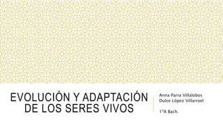 EVOLUCIÓN Y ADAPTACIÓN
DE LOS SERES VIVOS
Anna Parra Villalobos
Dulce López Villarroel
1ºA Bach.
 