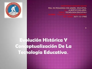 Evolución Histórica Y
Conceptualización De La
Tecnología Educativa.

 