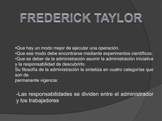 Modo Fredrick Evolucion de la administracion | PPTX