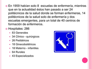 en 1957 Cuba ocupó el tercer lugar en América Latina y estaba por delante de países europeos como el Reino Unido o Finlandia en términos  médicos y odontológicos .Entre 1980 y 1985, se fundaron instituciones como el Centro de Ingeniería Genética y Biotecnología, el Centro Nacional de Investigaciones Científicas, el Cardiocentro de Cirugía Infantil William Soler, el Centro de Inmunoensayo y el Centro de Trasplantes y Regeneración del Sistema Nervioso.