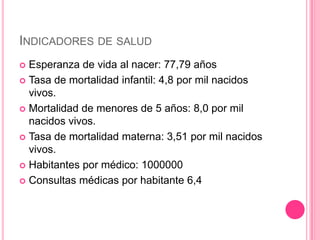 En 1959 habían solo 8  escuelas de enfermería, mientras que en la actualidad éstos han pasado a ser 24 politécnicos de la salud donde se forman enfermeras, 14 politécnicos de la salud solo de enfermería y dos escuelas emergentes, para un total de 40 centros de formación de enfermeros.Hospitales: 28683 Generales34 Clínico - quirúrgicos26 Pediátricos18 Ginecobstétricos18 Materno - infantiles64 Rurales43 Especializados