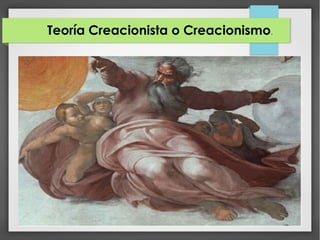 Teoría Creacionista o Creacionismo.
 