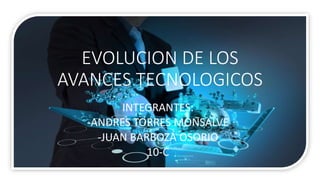 EVOLUCION DE LOS
AVANCES TECNOLOGICOS
INTEGRANTES:
-ANDRES TORRES MONSALVE
-JUAN BARBOZA OSORIO
10-C
 