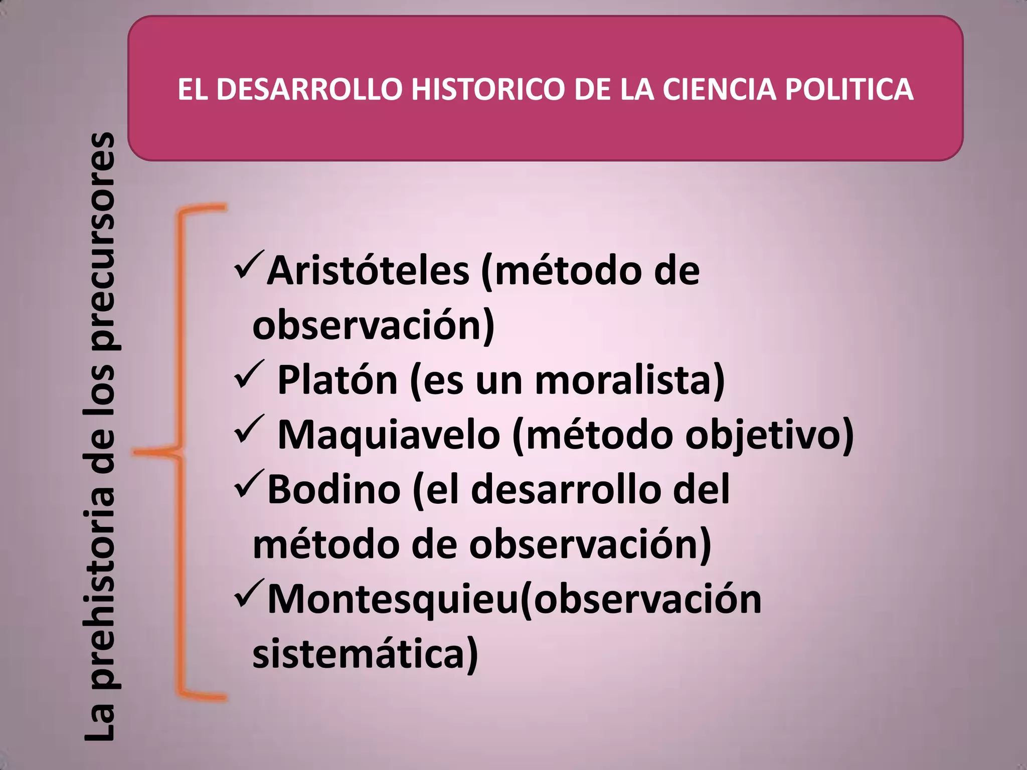 Evolucion historica de la ciencia politica y desarrollo historico de la