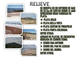 RELIEVESE INSERTA EN UN ENTORNO DE MAS DE 25 Km DE COSTAS SOBRE EL MAR OFRECIENDO GRAN VARIEDAD DE PLAYA:PLAYA SOLIS