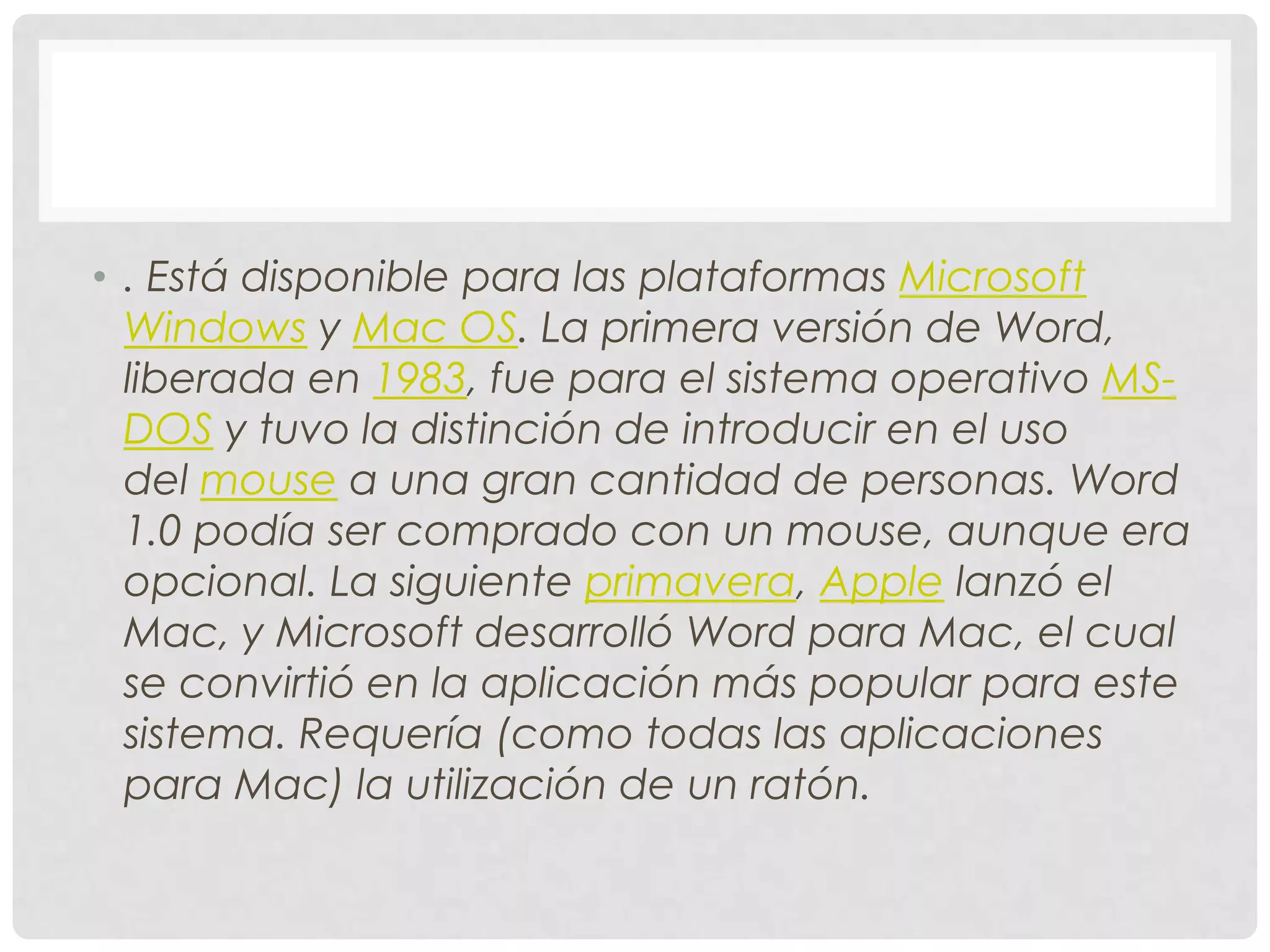 Evolucion y usos basicos de microsoft word 2007 PPTX Desktop