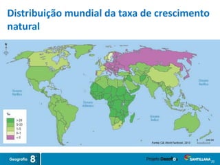 20
Distribuição mundial da taxa de crescimento
natural
 