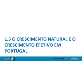 1.5 O CRESCIMENTO NATURAL E O
CRESCIMENTO EFETIVO EM
PORTUGAL
 
